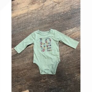 Garanimals Floral Love Baby Bodysuit Long Sleeve Green Cotton Blend 0-3M